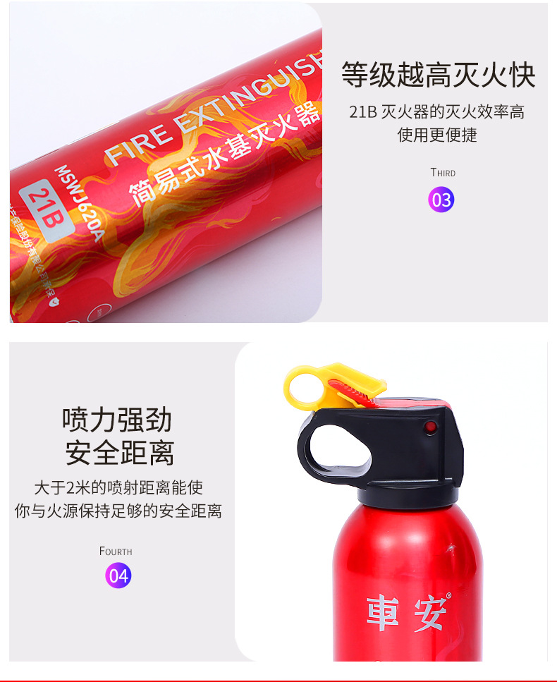 Vehicle-Mounted Fire Extinguisher, Water-Based Fire Extinguisher, Portable Water-Based Fire Extinguisher, Car Fire Extinguisher