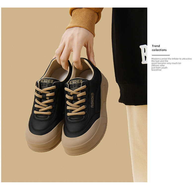 Giày sneaker nữ đế dày chunky mùa xuân hè 2024, đế bệt platform nhẹ chống trượt — DH 29060 màu trắng, DH 29060 Trắng xám, DH 26006 be xám [Mô hình rỗng], DH 29060 Đen Màu mơ chi tiết 9