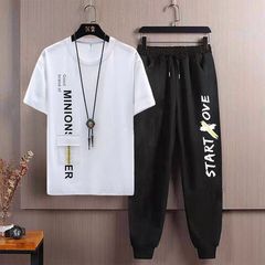 夏季短袖恤套裝13男孩運動套裝14青少年高中學生15歲半袖九分褲