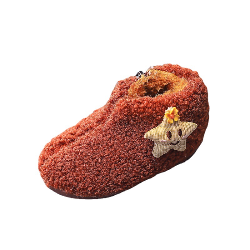 Botas cortas de bebé niñas zapatos de felpa para niños Otoño e Invierno forradas de lana engrosadas botas de algodón para bebés zapatos cálidos para niños pequeños
