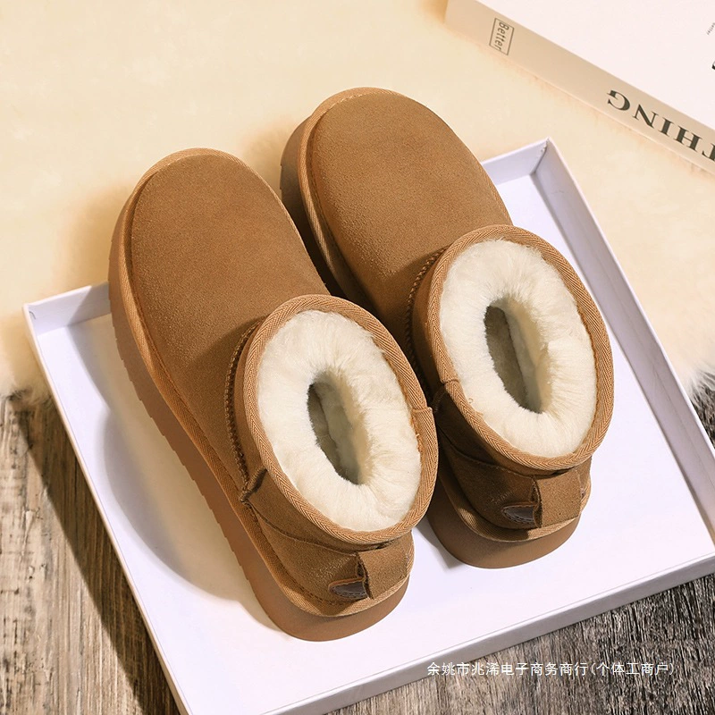 Non-slip ski warm shoes platform, low boots