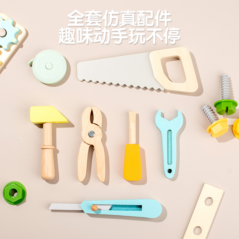Tornillo de simulación de madera para niños herramientas de reparación de simulación de torsión combinación de desmontaje Caja de Herramientas Casa de juego juguetes educativos