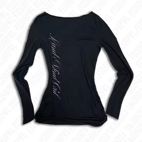 2026 spring and autumn new style slim Y2K style women's print Gothic personality hot girl long-sleeved T-shirt shirt top wholesale