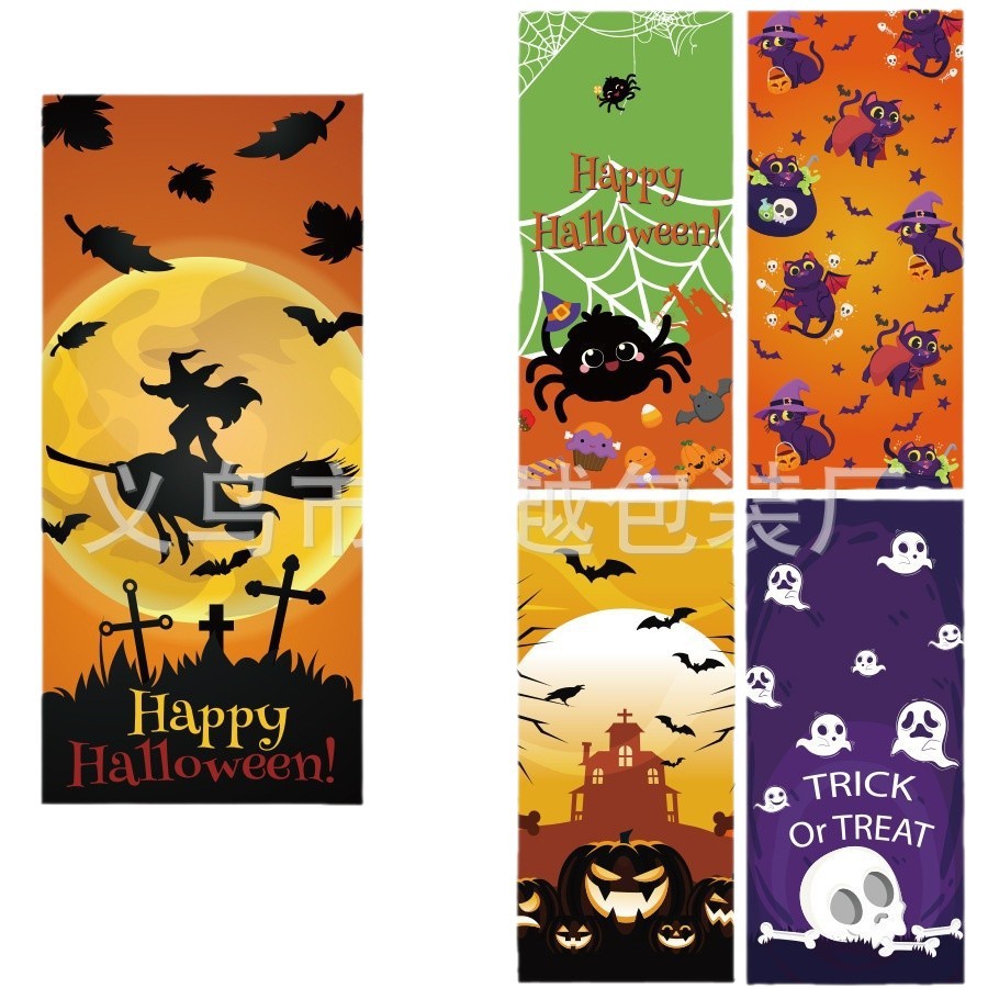 Nuevo en stock Halloween fantasma calabaza de dibujos animados OPP bolsa de bolsillo plana regalo de fiesta caramelo galleta bolsa de vidrio