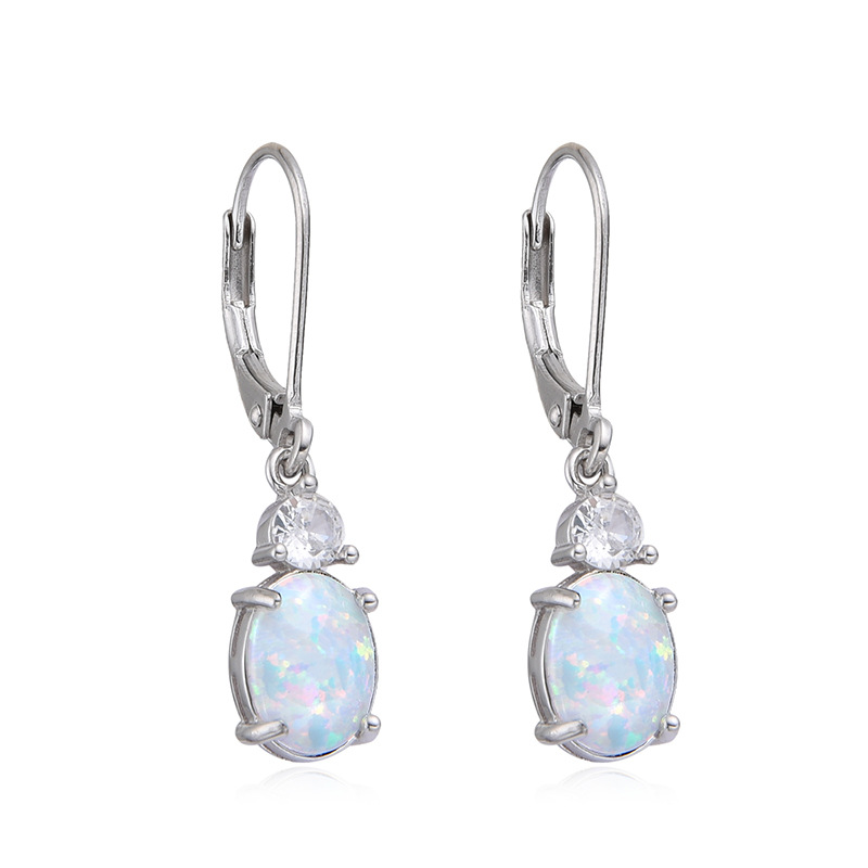Pendientes Opal de plata de ley 925 Pendientes de ópalo Opal Oopal con incrustaciones de temperamento de alto nivel femenino europeo y americano
