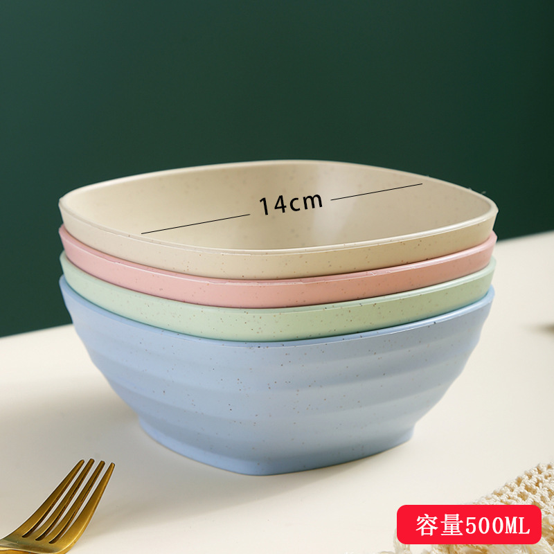 밀짚 사각형 그릇 가정용 과일 샐러드 그릇 플라스틱 상업 작은 수프 그릇 그물 빨간색 창조적 인 디저트 그릇