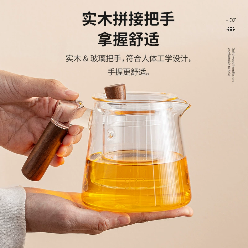 Glass teapot for office, tea set, tea cup, increased thickness
