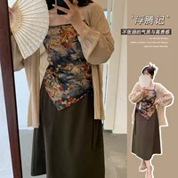 7777 Xuan Chen Xia Новый добавленный толстый плюс размер женский национальный стиль из трех частей чернила Улучшенный ретро костюм Hanfu
