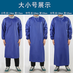 Women's Waterproof and Oil-Proof Kitchen Apron with Long Sleeve - White and Black - Unisex Work Coverall - Large Size - Reverse Worn