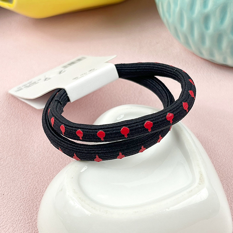 Alta cuerda elástica del lazo del pelo cuerda de pelo impreso negro simple banda de goma banda de pelo cuerda de pelo no duele accesorios para el cabello tocado estilo coreano