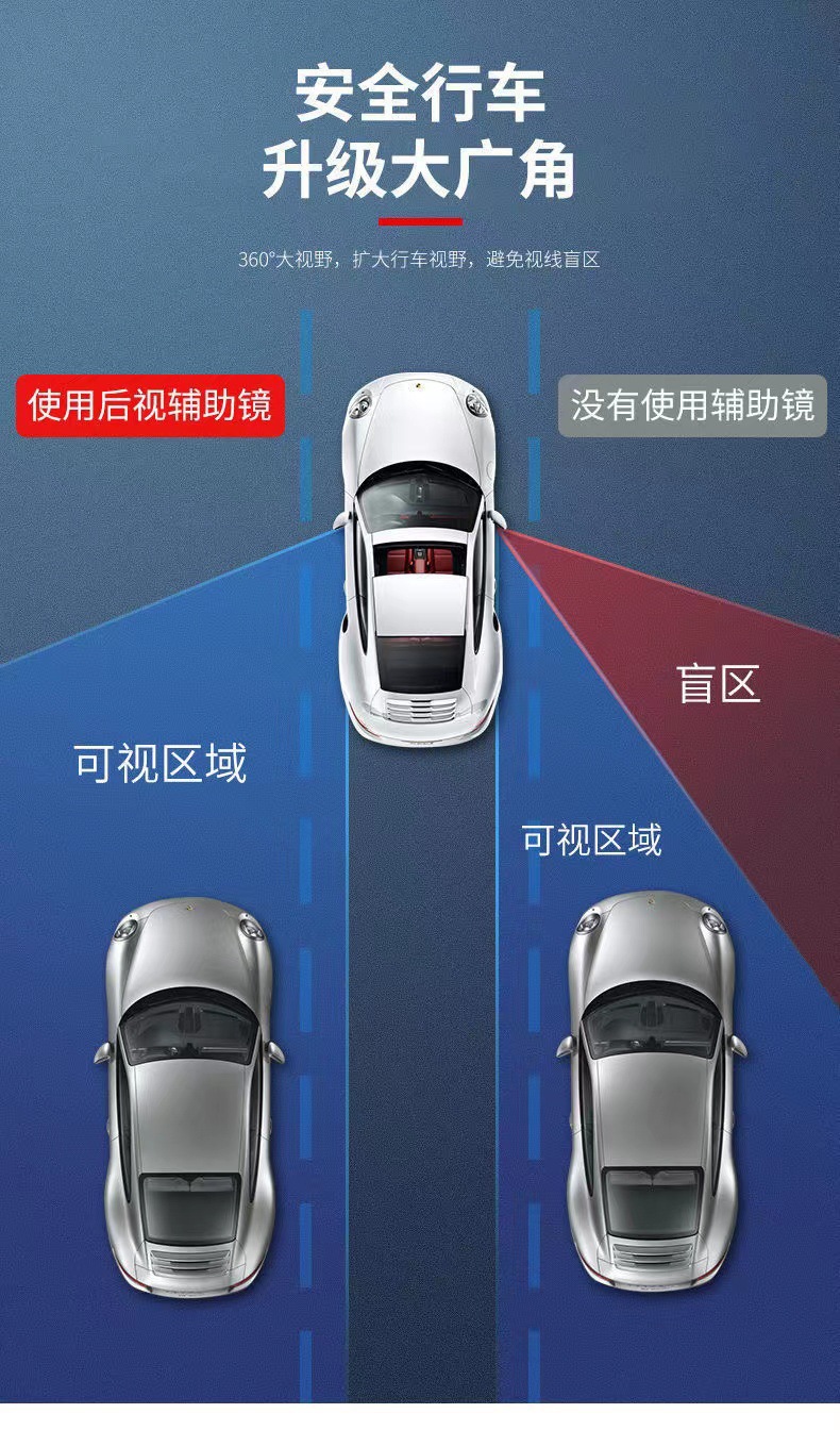 Car Rearview Mirror Front and Rear Wheel Glass Reversing Assist Blind Spot 360 Wide-Angle Reflective Large Field of View Additional Mirror Wholesale