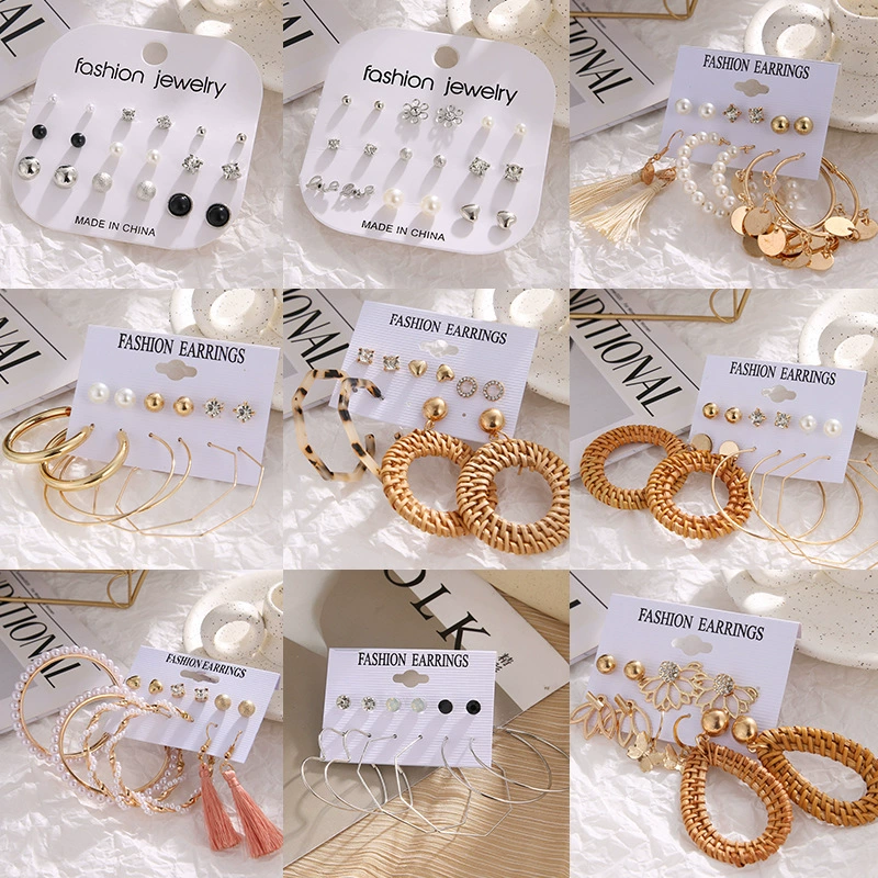 Серьги из металла с кисточками Mu Shang Pearl Набор из 6 предметов Новые европейские и американские серьги ins New Same MS235