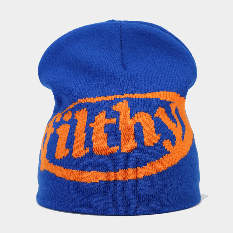 Neuer Jacquard-Strickpullover mit Buchstaben für Männer und Frauen, winddichte Ohrenschutzmütze für den Außenbereich im Herbst und Winter_voghion.com