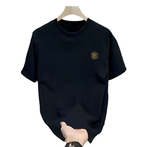 Heavyweight pure cotton short-sleeve T-shirt casual fashion men's and women's summer Instagram white match round neck top trendy versatile men's half-sleeve