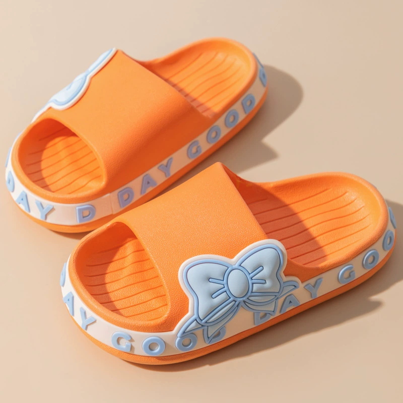 Slide, summer slippers with bow, non-slip sandals, family style, soft sole, wholesale