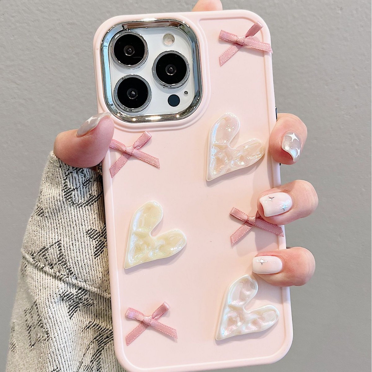 适用iphone16手机壳苹果15promax小珍珠爱心14pro手机套13pm女款x
