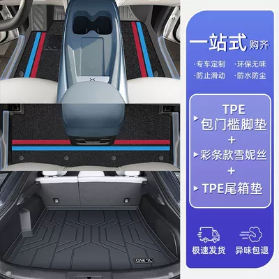 Ayaqaltılar (Kovriklər), Applicable to Xiaopeng MO3 Foot - 25-models-xiaopeng-mo3-double-layer-color-strips-package-door-sill-mats-snowy-carpet-trunk-mat
