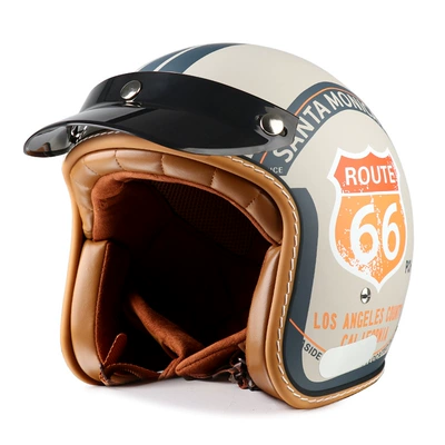 New vintage motorcycle helmet, summer helmet for electric bikes and motorcycles, unisex outdoor riding helmet, new national standard 3c helmet, customizable (Motosiklet kaskı (dəbilqə)) - 66-black-brim-m55-56