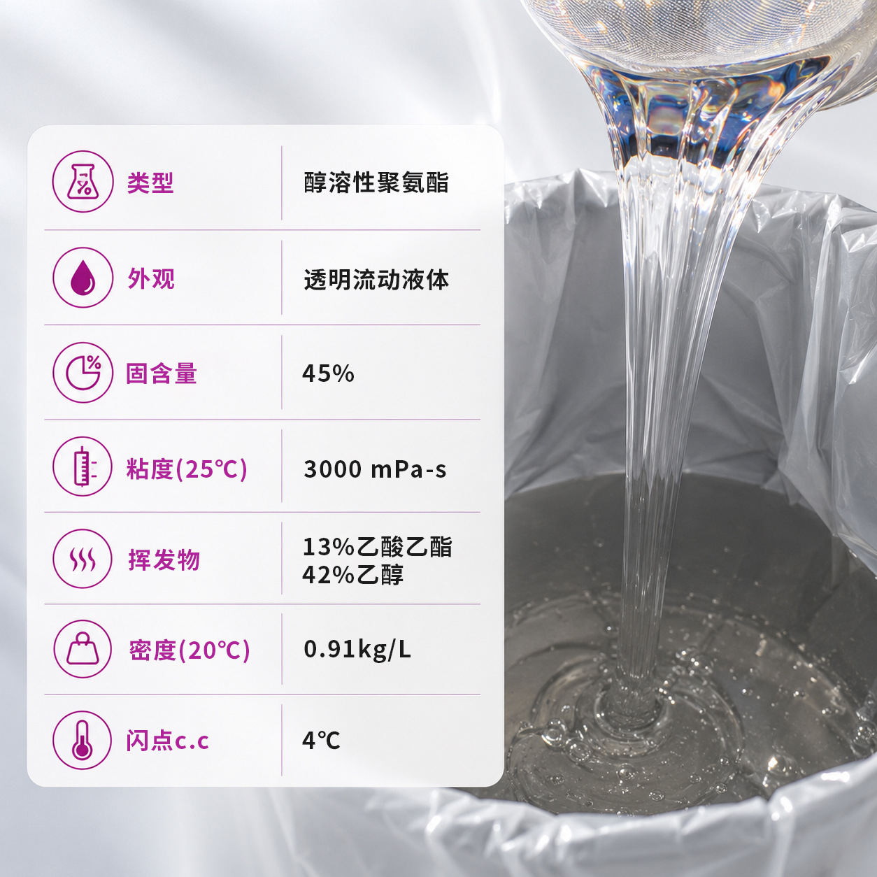 U3335醇溶性聚氨酯 OPP/PE/PET复合油墨皮革涂层弹性膜聚氨酯树脂