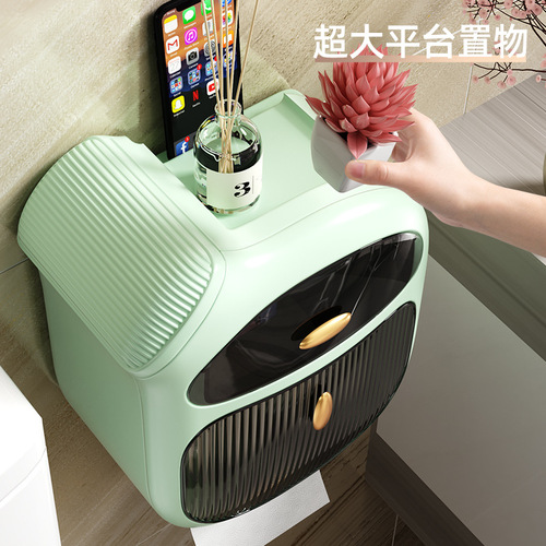 Bathroom tissue box, toilet paper, toilet paper roll box, toilet paper storage rack, paper towel holder, wall-mounted, no punching