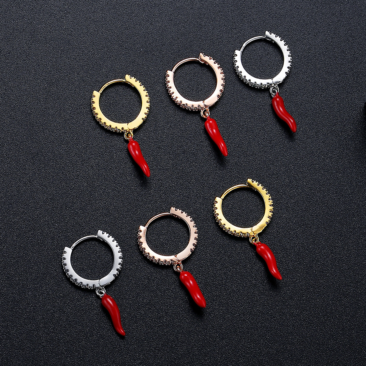 Creative fashionable earrings hip-hop style for men and women with…