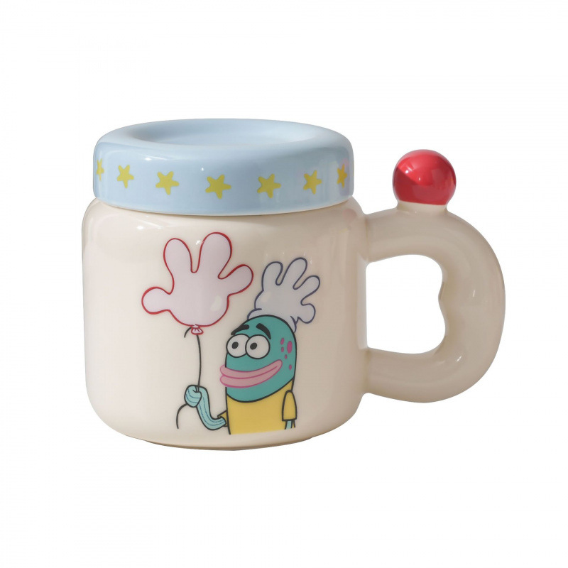 SpongeBob auténtica taza de cerámica encantadora taza para parejas niñas caseras con taza de tapa taza de agua para niños