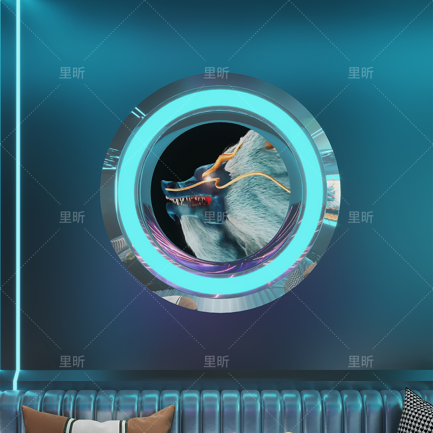 Módulo de modelado de abismo creativo personalizado KTV bar sala de deportes electrónicos café de red fondo pared atmósfera decoración de módulo de metal