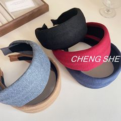 新款纯色竖条纹宽边布艺发箍女高颅顶不勒头箍日常外戴气质发捆