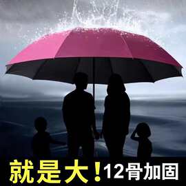 十二骨超大号折叠雨伞女晴雨两用商务黑胶防紫外线遮阳太林祥