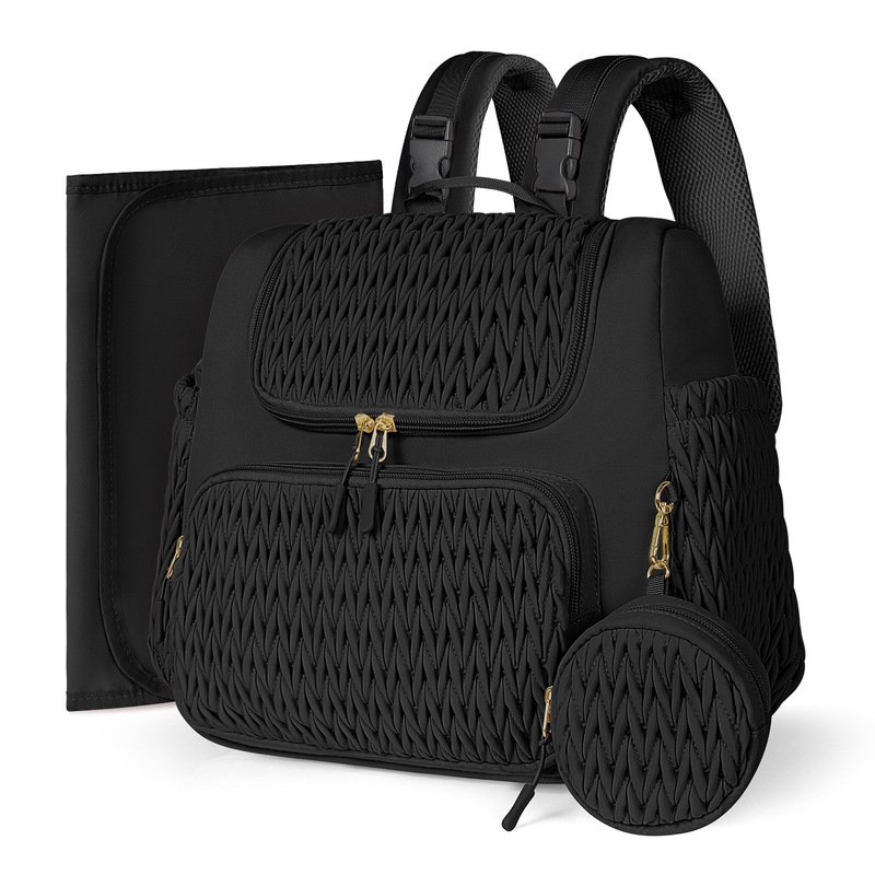 Mummy Bag Quilted Multifunctional Backpack Stroller Bag with Diaper Pad and Pacifier Box Cross-Border