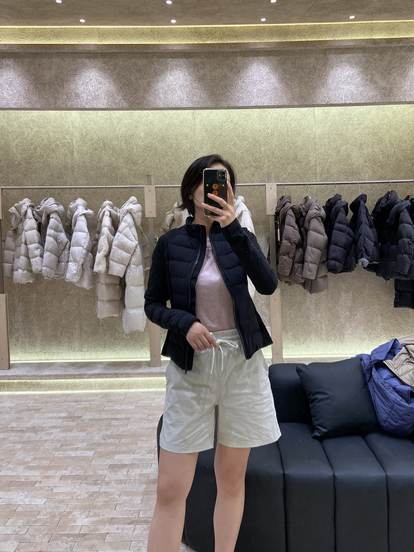 L家同款收腰显瘦90%白鸭绒轻盈保暖立领拼接羽绒服瑜伽服运动外套|undefined
