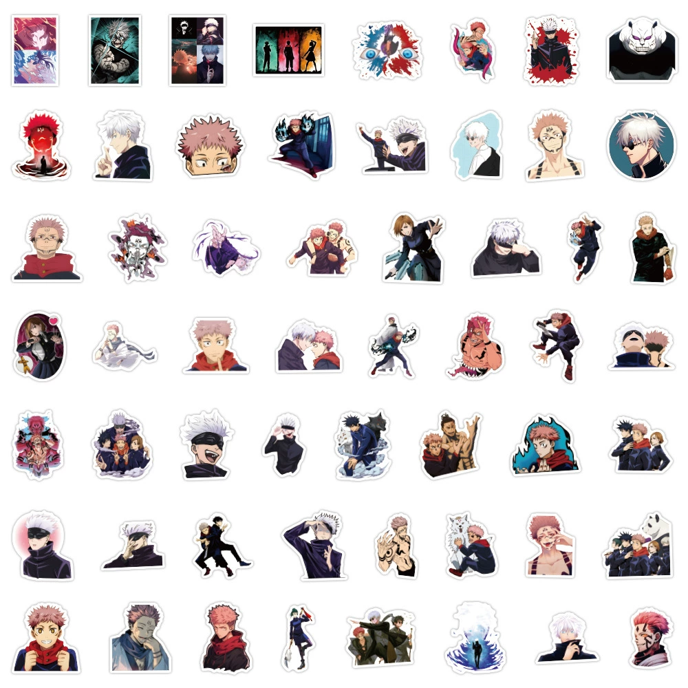 Мультфильм Jujutsu Kaisen, чемодан со стеклом, ноутбук, водонепроницаемая наклейка, наклейки
