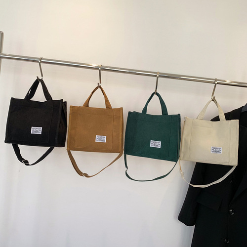 Cross-border tote bag, corduroy women's handbag, Korean-style women's bag, casual crossbody bag, trendy shoulder bag for college students