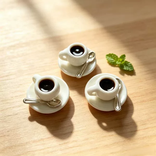 Dollhouse Miniature Ceramic Coffee Cup and Spoon Set Miniature Food Play Scene Decoration