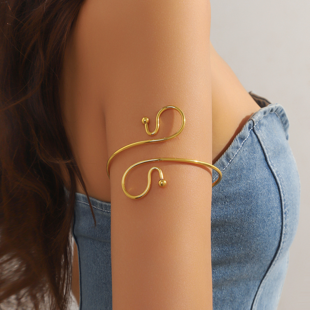 36g Weight arm bracelet Classification 1 Piece Quantity Daily Occasion Alloy Material Round, Curve, Leaves Pattern All Seasons Season Women's Gender Simple Style Style Wholesale Jewelry Simple Style Round Curve Leaves Alloy Arm Bracelet 16