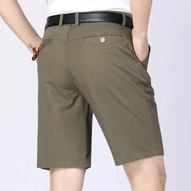 Pantalones cortos casuales de verano de algodón de algodón al por mayor para hombres, pantalones rectos sueltos de cintura alta de mediana edad y ancianos