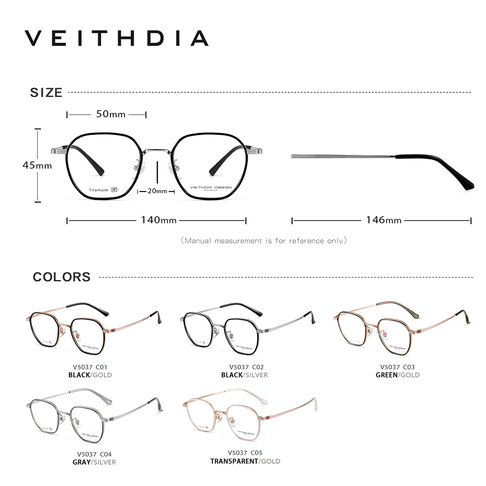 Pie de titanio puro polígono marco de espejo de miopía óptica retro para hombres y mujeres marco pequeño puede estar equipado con grado al por mayor 5037