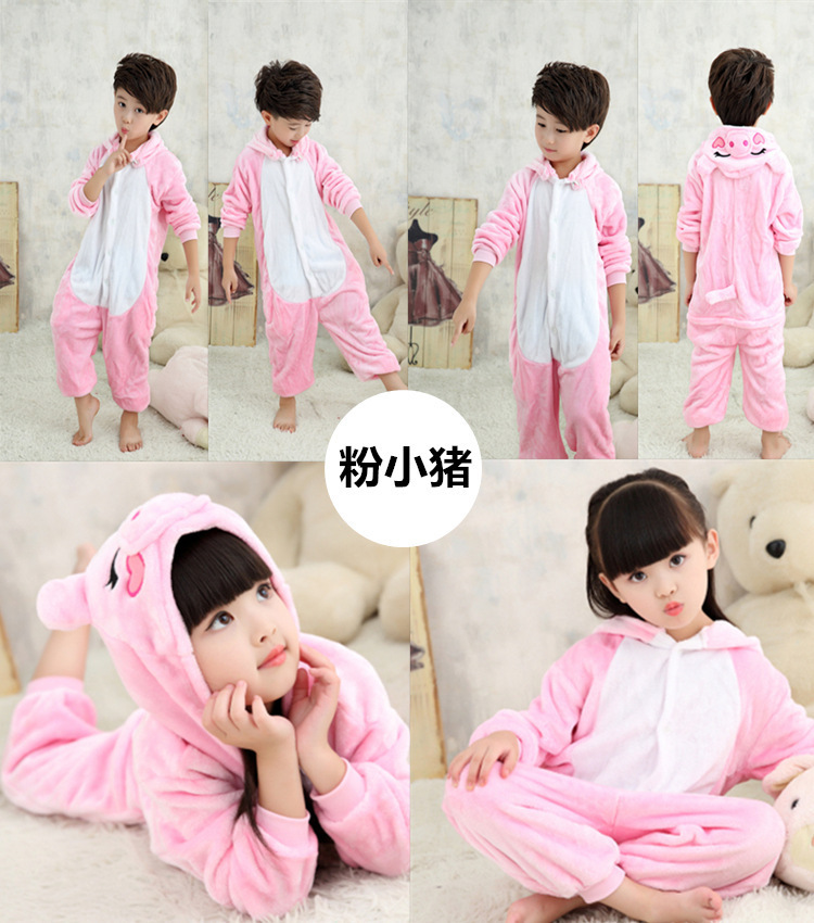 Lote mixto Otoño e Invierno niños y niñas de dibujos animados animal pijamas de una pieza de franela Totoro manga larga Panda aseo hogar