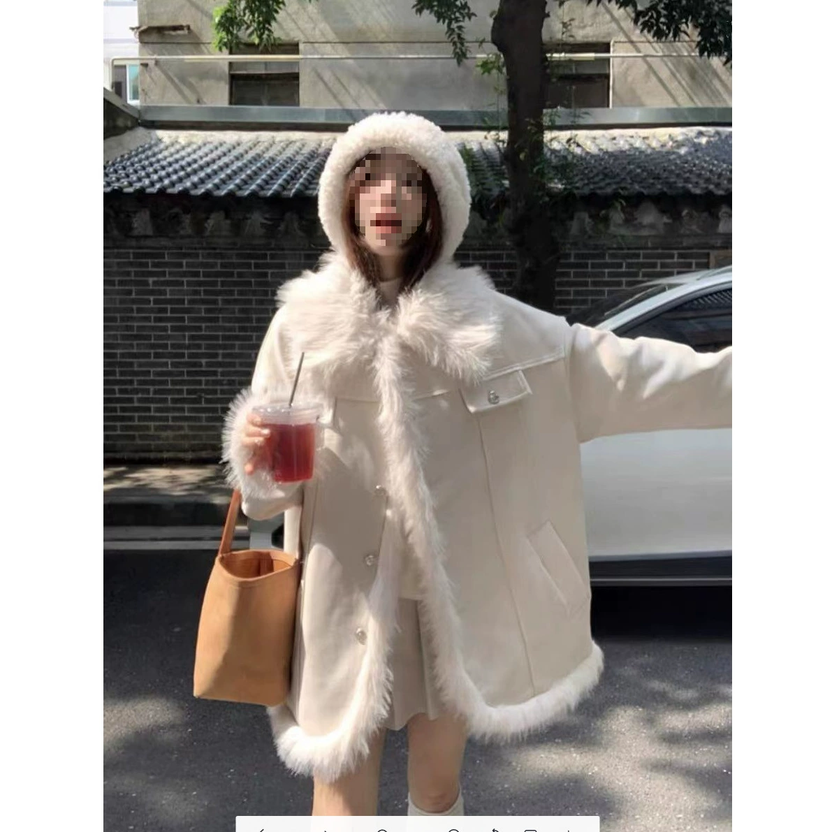 Мех сшивание новый плюшевый куртка с лацканом зимой толстый теплый кардиган топ