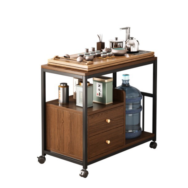 Mesa de té pequeña mesa de estante sofá gabinete lateral móvil mesa de té lateral gabinete estrecho balcón mesa de té ocio
