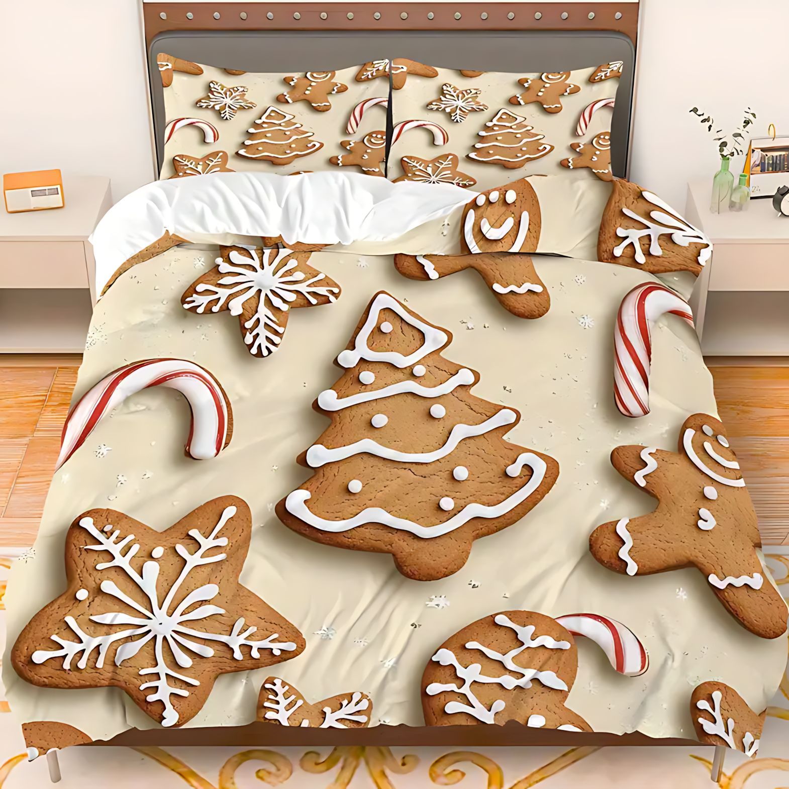 TEMU / JIT Transfronterizo Abrasivo Quilted Pillow Cover Kit Galletas de Navidad y pinos Impresión digital 3D Diseño se puede personalizar