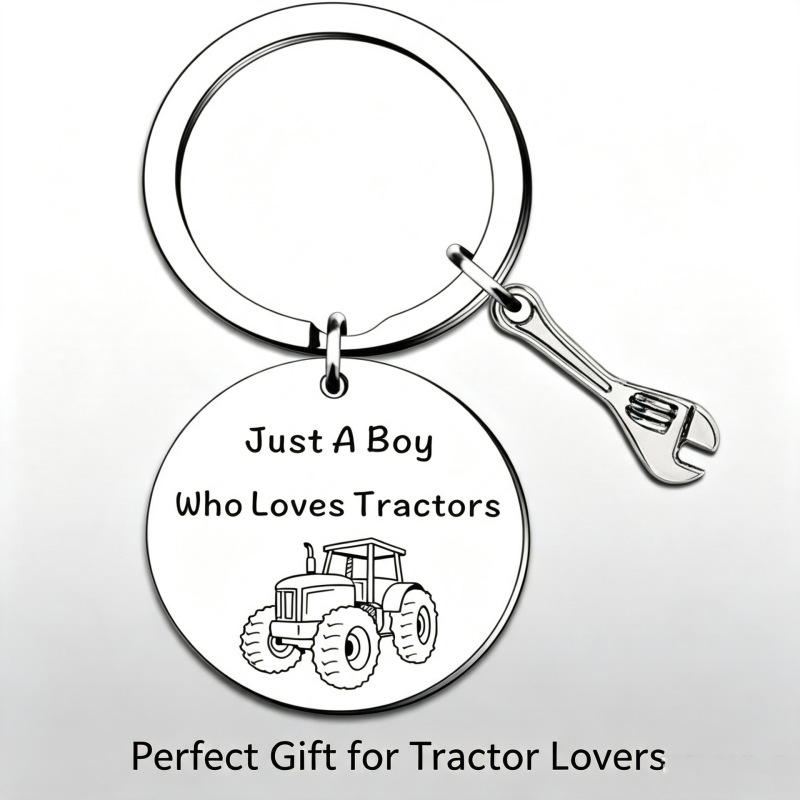 Mexican cross-border stainless steel keychain with a high-end feel, tractor boy stainless steel keyring backpack pendant