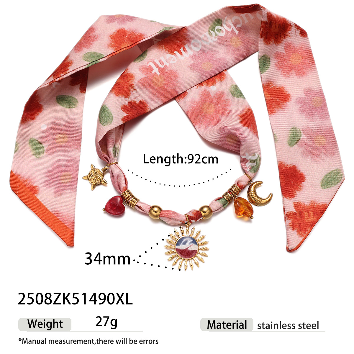 TENA Europa y América collar colgante de sol de acero inoxidable ligero lujo nicho collar de cuerda trenzada rosa acero titanio no decoloración joyería