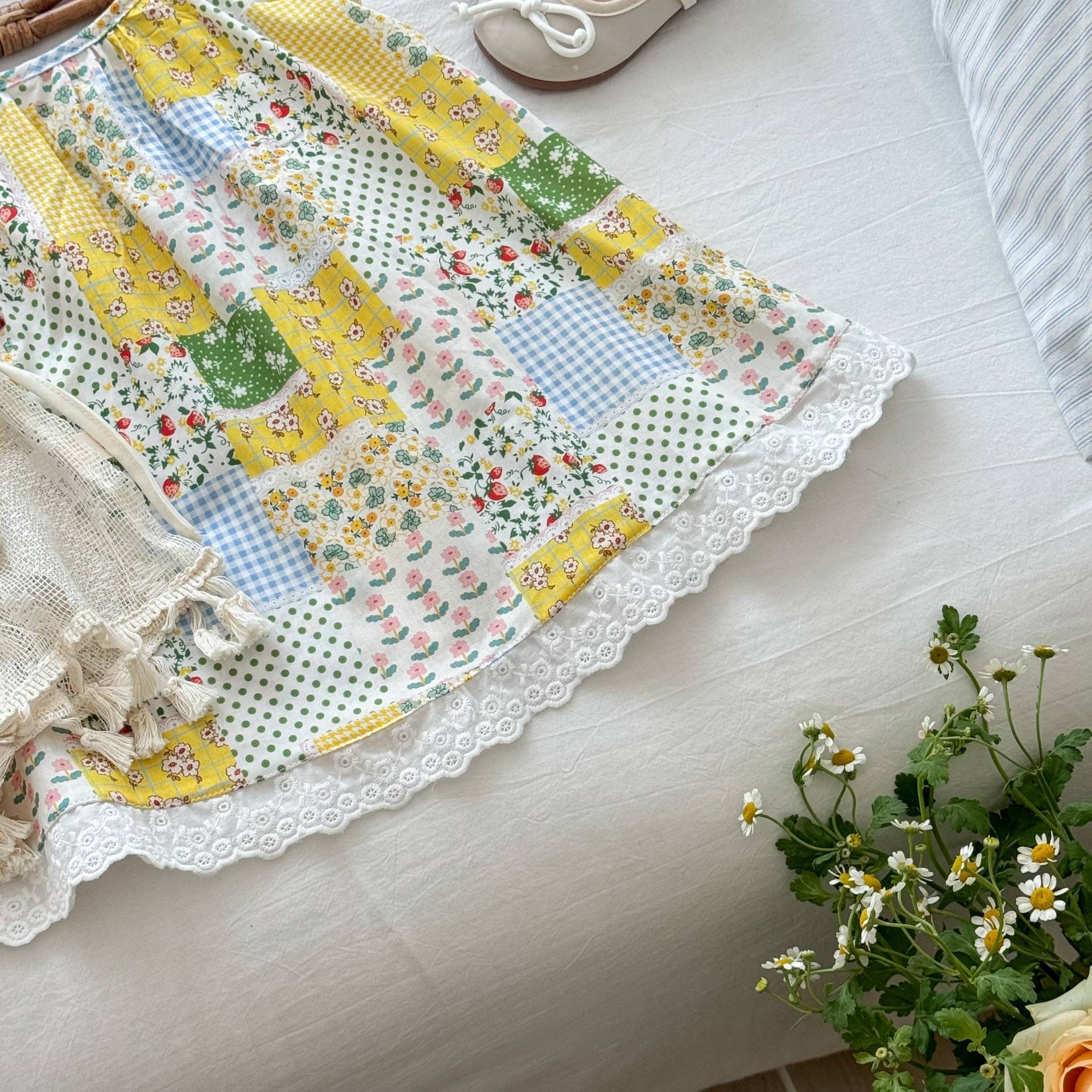 Vestido de verano para siete niñas con limón salado, estilo étnico, chaleco para niños súper atractivo, falda de tirantes, vestido de princesa para niñas de estilo occidental