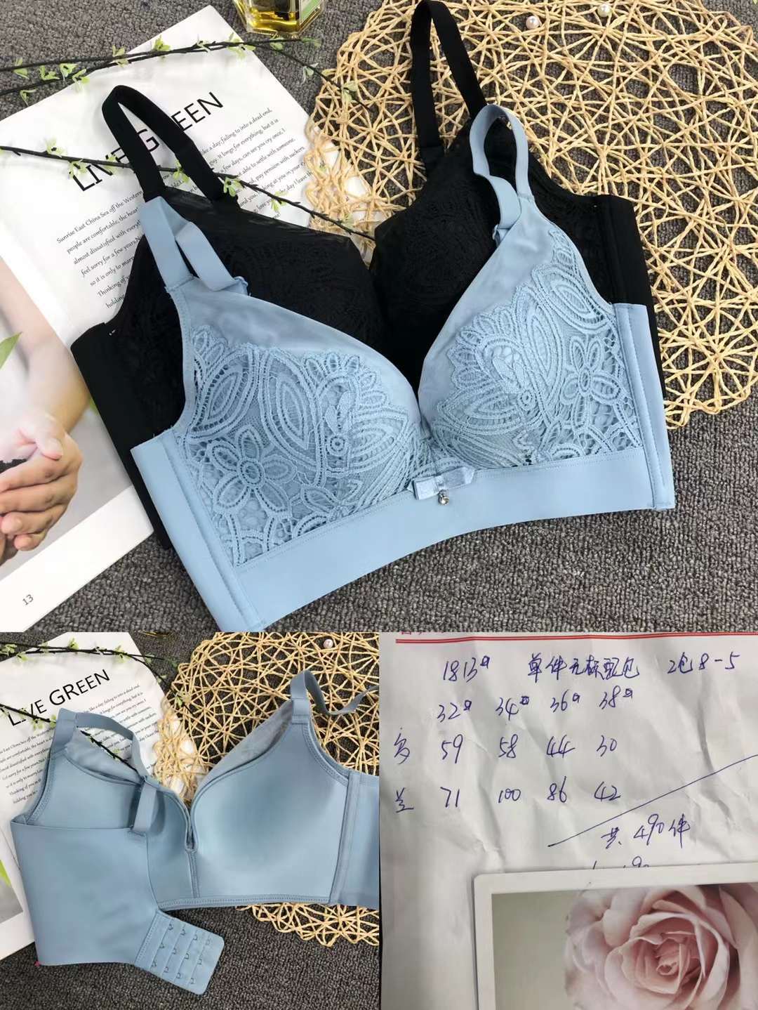 Nueva colección de cuatro pechos ajustable push-up pecho cómodo sin costuras inalámbrico superior delgada inferior ropa interior gruesa sujetador de las mujeres