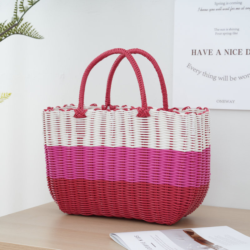 Factory wholesale plastic vegetable basket hand woven hand basket wild fruit storage basket woven handbag
