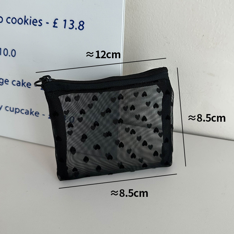 Bolsa de cosméticos de malla de amor simple japonesa bolsa de lápiz labial de cojín de aire de tamaño pequeño Portátil Bolsa de almacenamiento de artículos diversos multiusos
