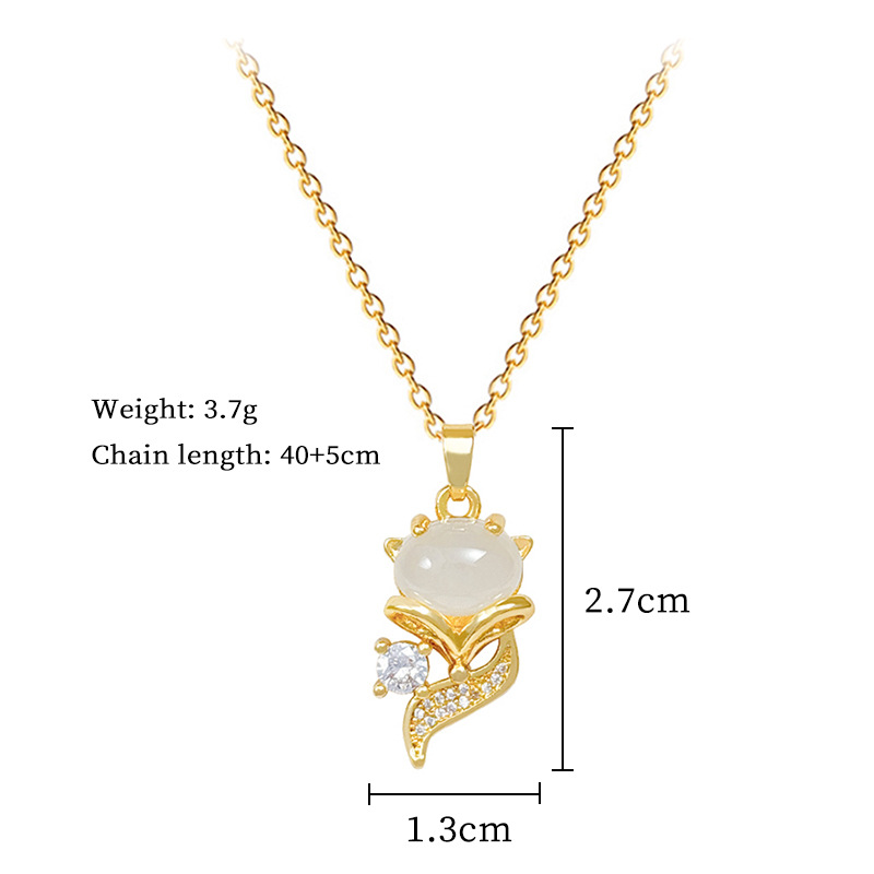 Luxe ketting met kattenoog vos in titaniumstaal voor dames_voghion.com