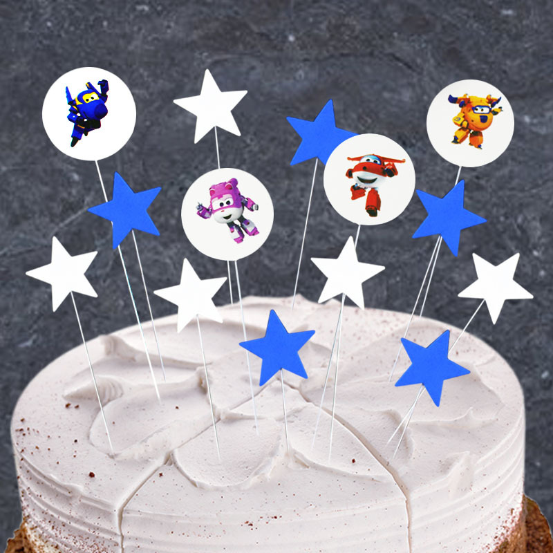 Monstruo Superman decoración de pastel adorno niño niño cumpleaños dibujos animados héroe acero dragón vestido plug-in