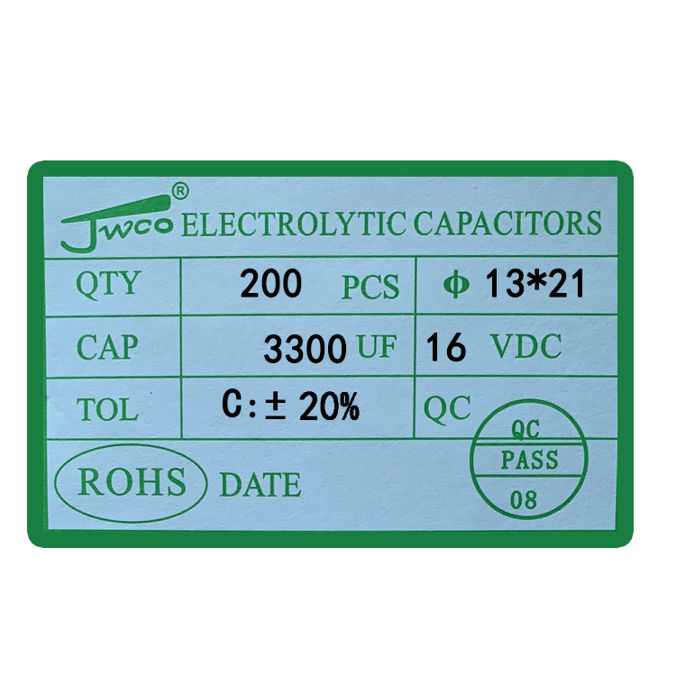 Condensador electrolítico enchufable directo de aluminio de la fábrica completa de la especificación JWCO jiaweicheng del condensador 13*17/21/25